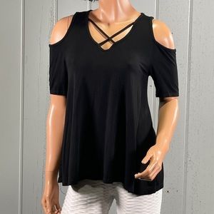 *💐 Caution The Wind Women’s Black Cold Shoulder Sz M